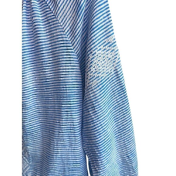 RIKSHAW DESIGN BEACH BOHO EMBROIDERED W/TASSEL, STRIPED, LIGHT BLUE, BLOUSE SM - Picture 5 of 7